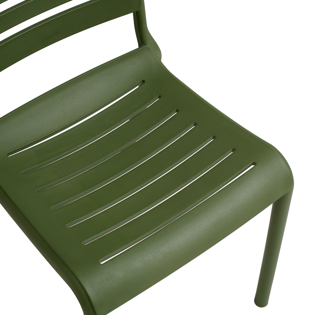 Olive Green Stackable Plastic Dining Chair - Armless, Space-Saving & Heavy-Duty