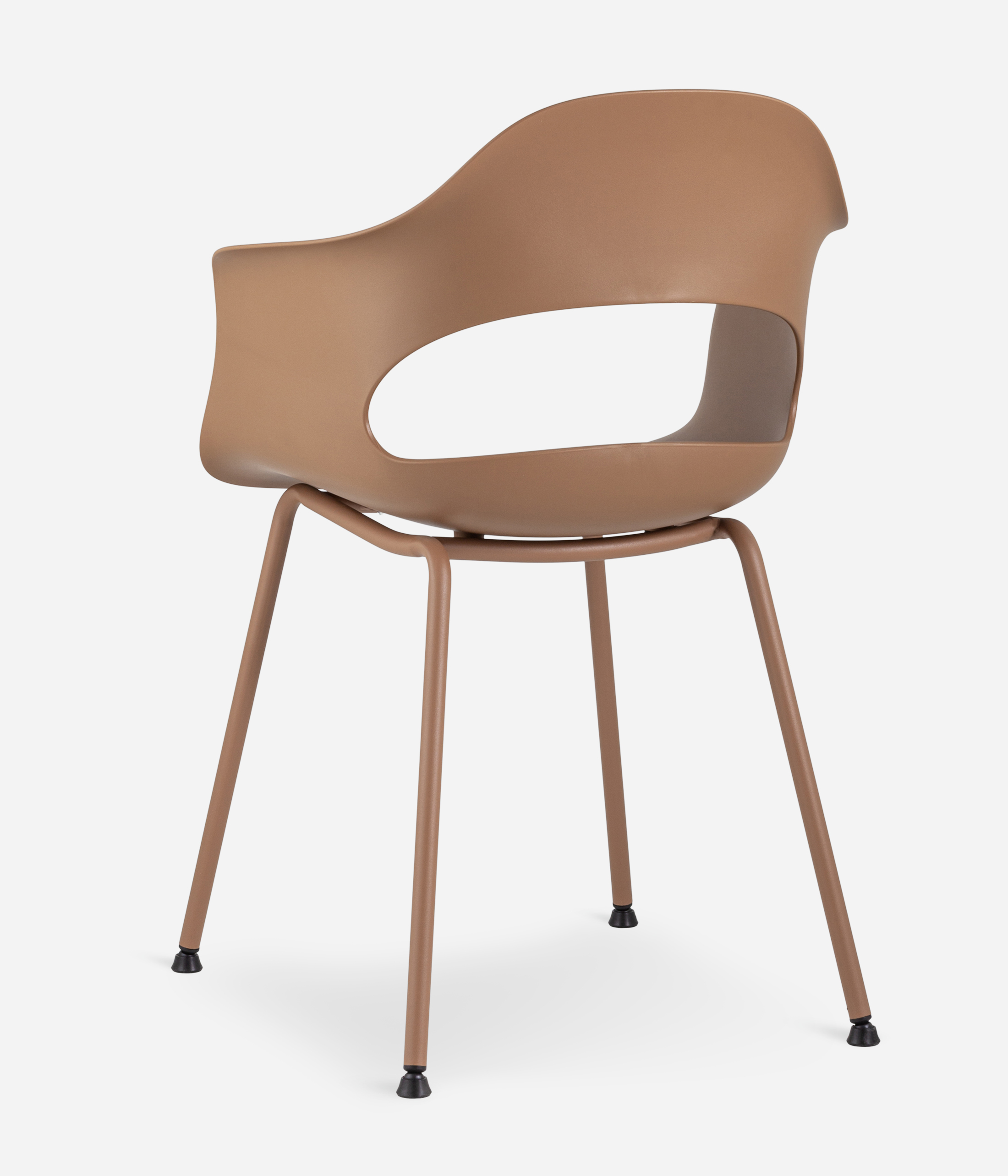 Brown Polypropylene Armchair with Spray-Finished Metal Base