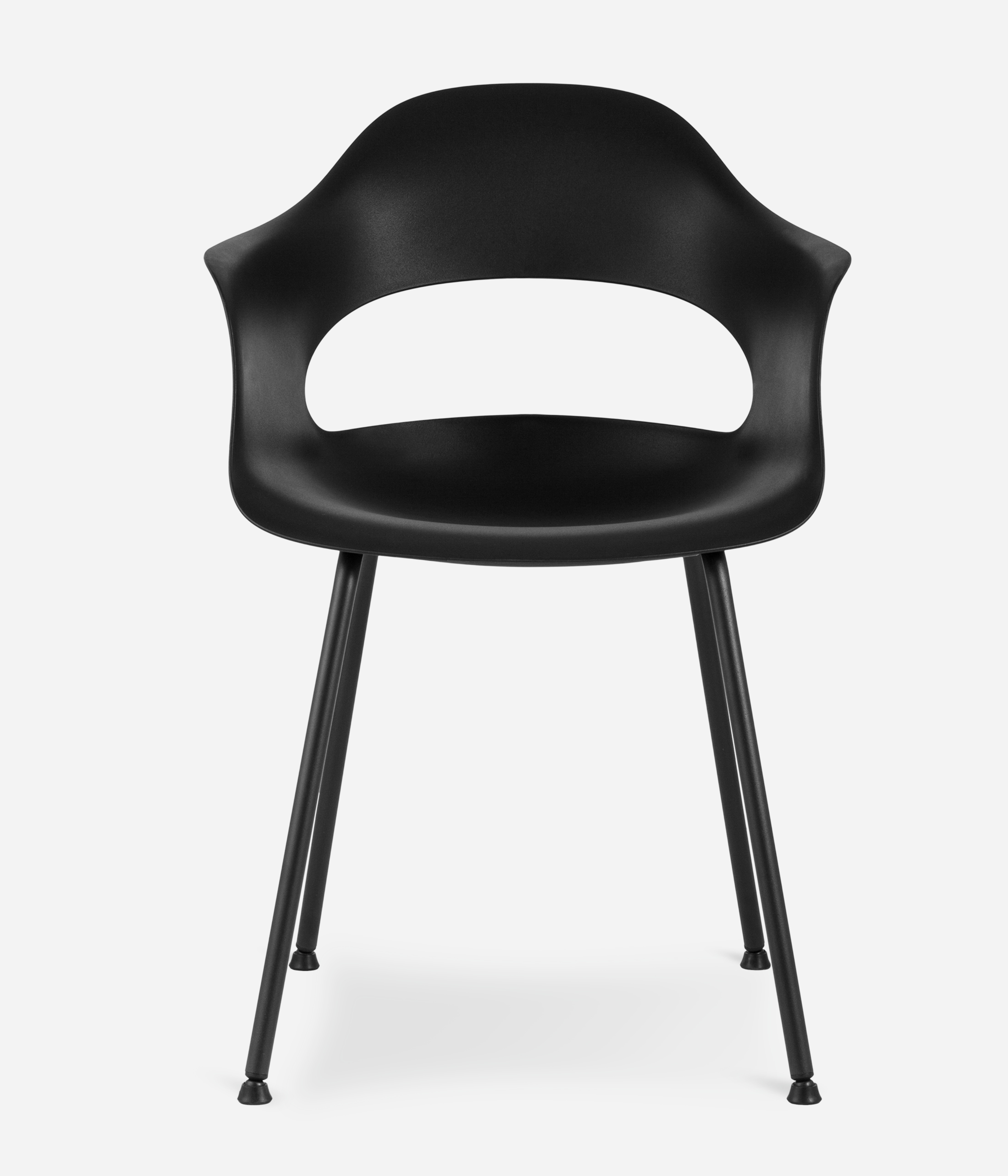 Black Polypropylene Armchair with Spray-Finished Metal Base