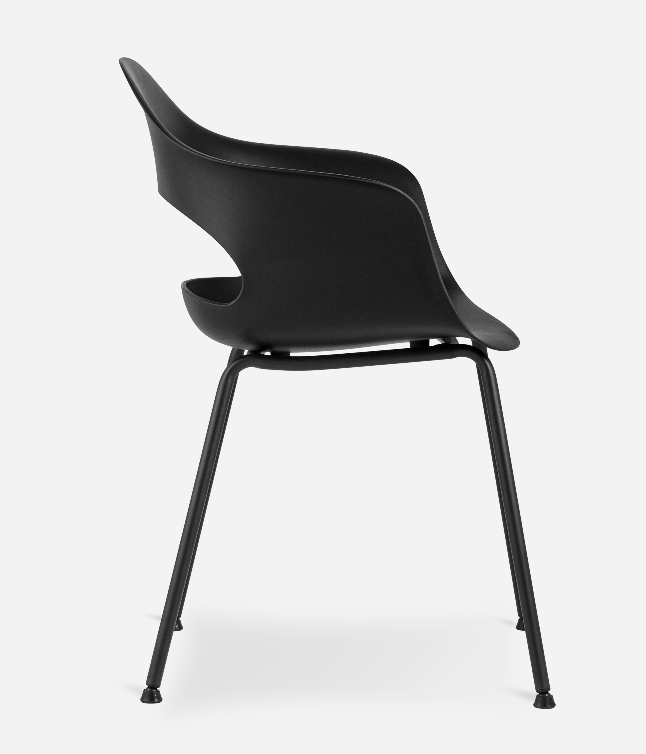 Black Polypropylene Armchair with Spray-Finished Metal Base