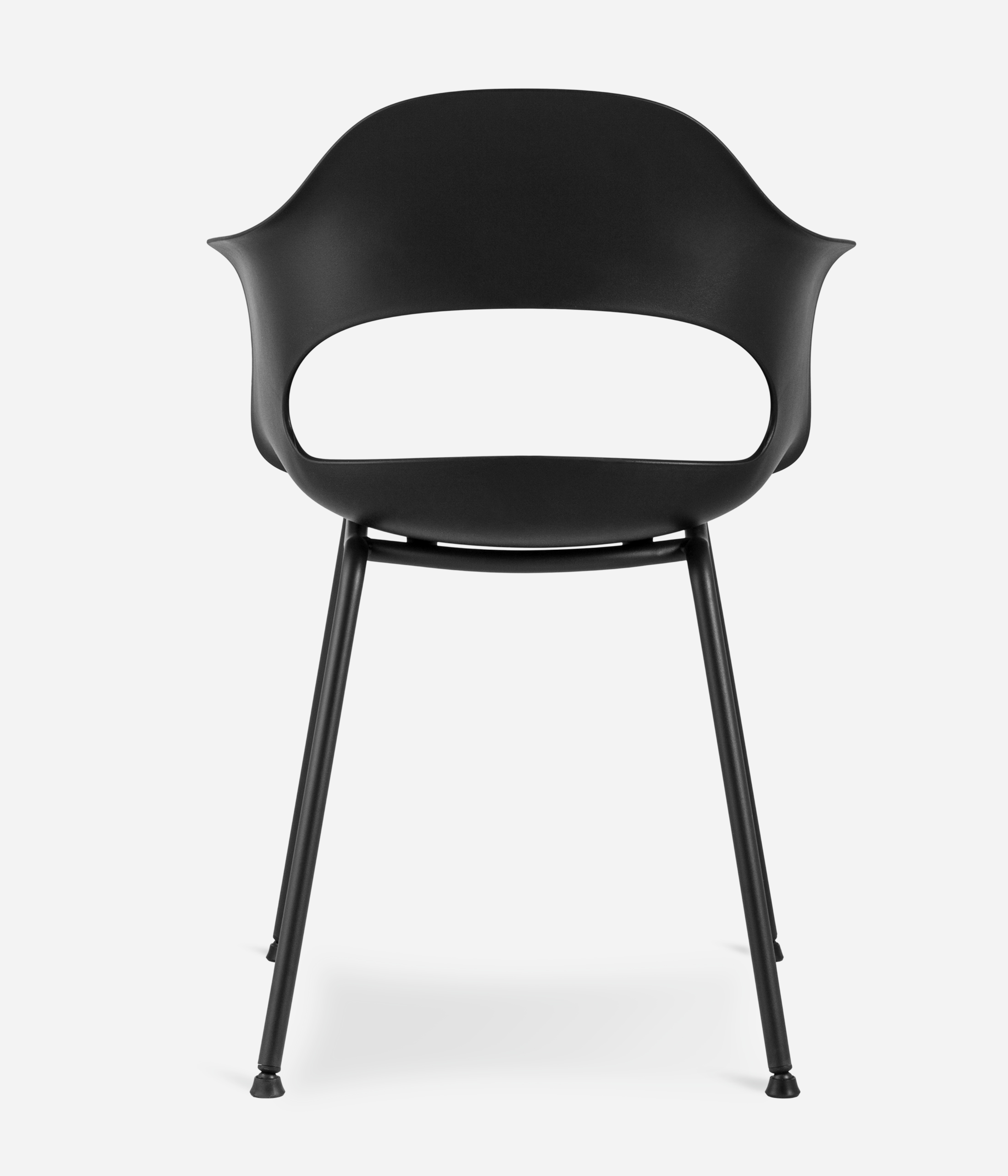 Black Polypropylene Armchair with Spray-Finished Metal Base