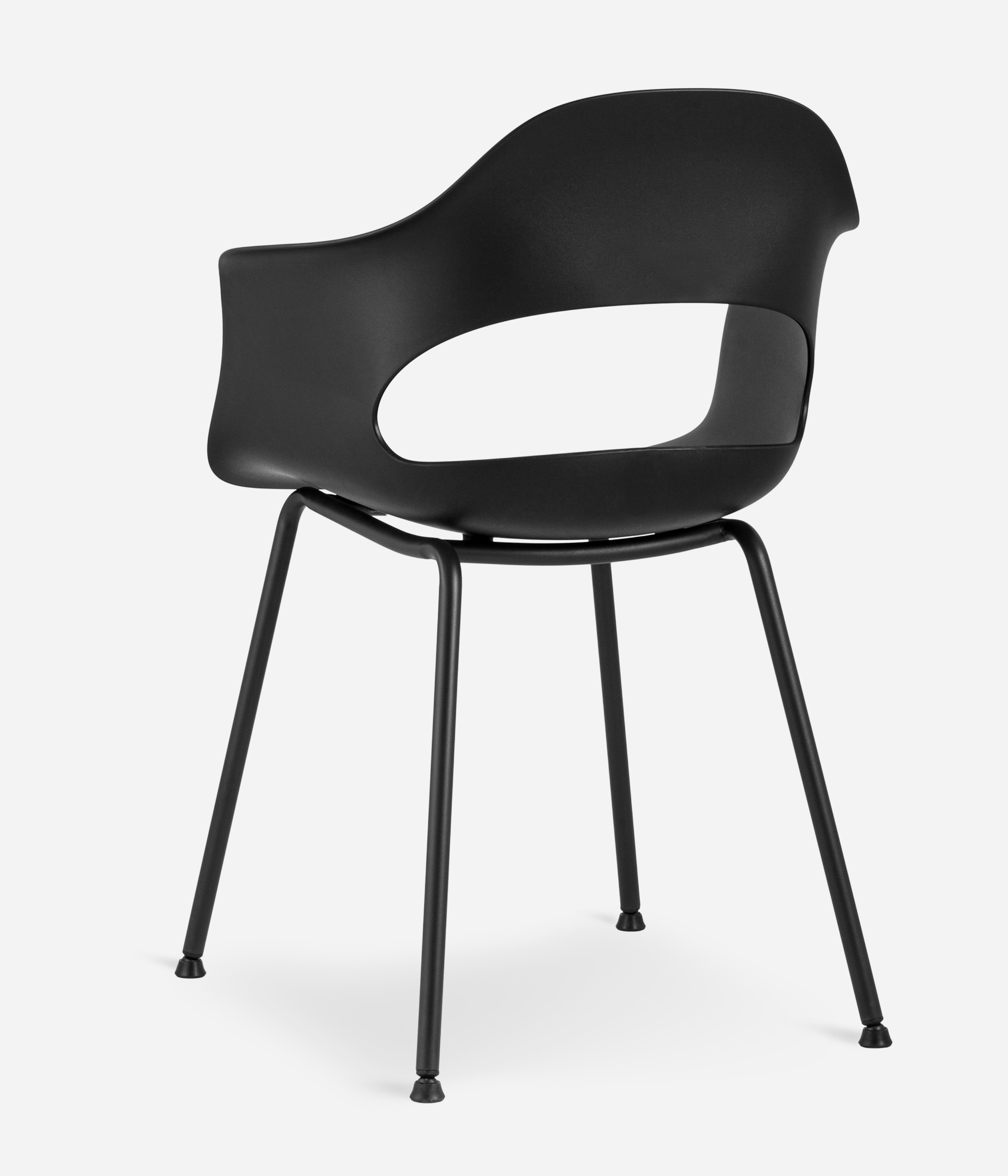 Black Polypropylene Armchair with Spray-Finished Metal Base