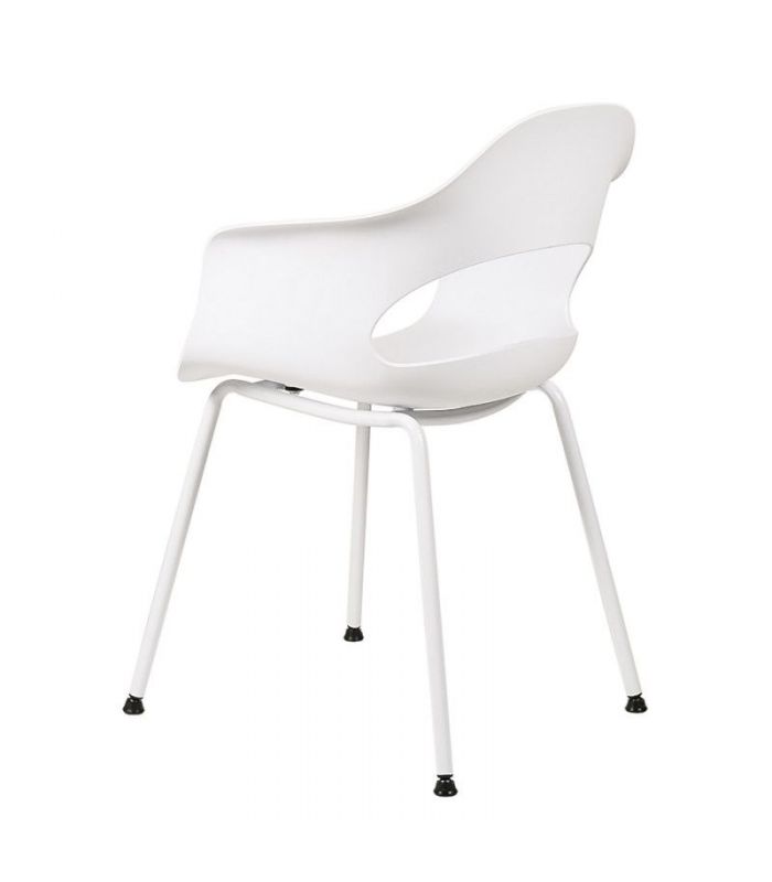White Polypropylene Armchair with Spray-Finished Metal Base