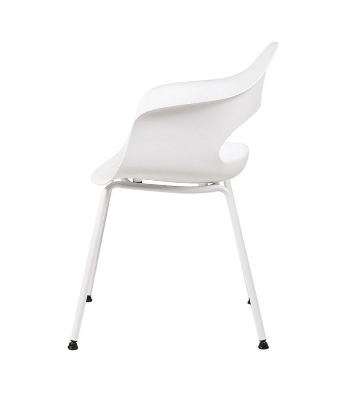 White Polypropylene Armchair with Spray-Finished Metal Base