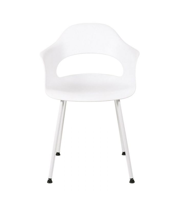White Polypropylene Armchair with Spray-Finished Metal Base