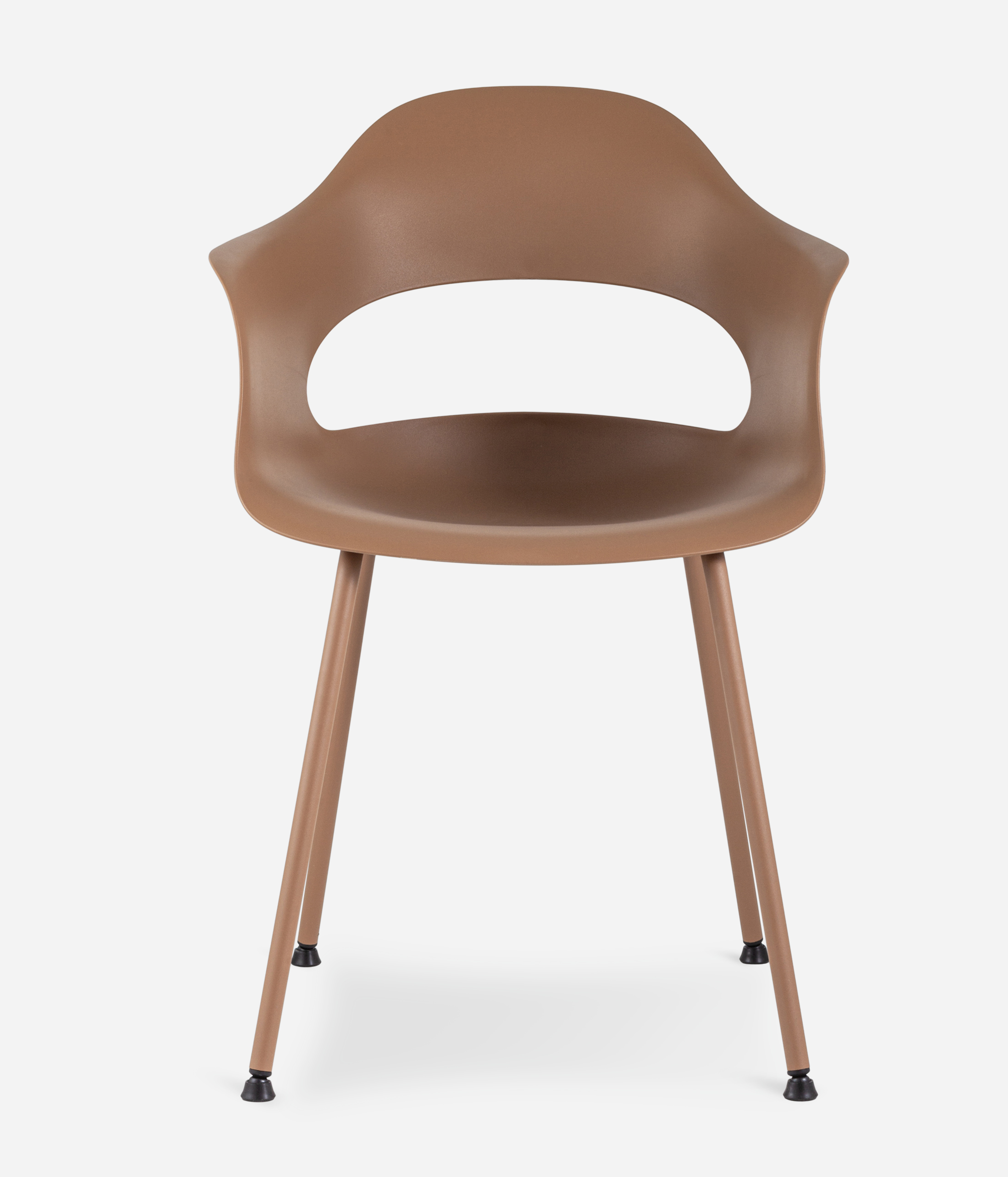 Brown Polypropylene Armchair with Spray-Finished Metal Base