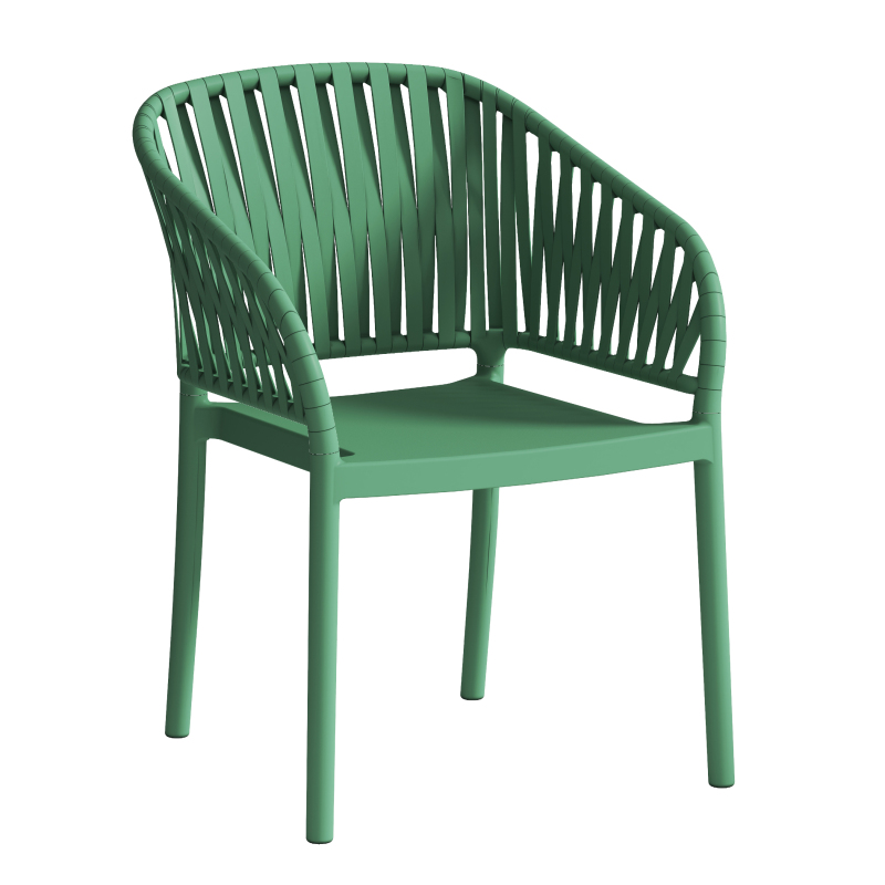 Modern Polypropylene Outdoor Armchair | Two-Piece Assembly Plastic Dining Chair Manufacturer
