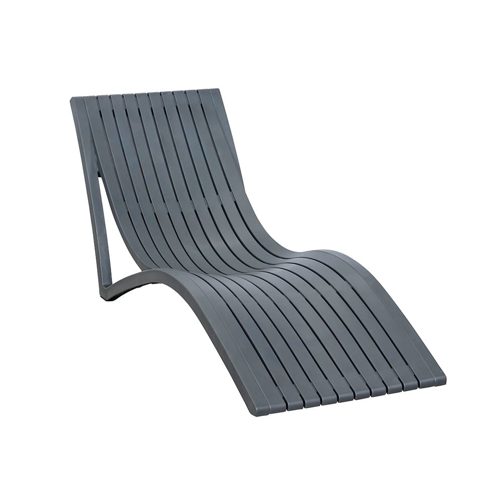Dark Grey Polypropylene Sun Lounger, Stackable Outdoor Chaise Lounge Chair, UV Stabilized Poolside Recliner for Patio & Commercial Use-PP Chair