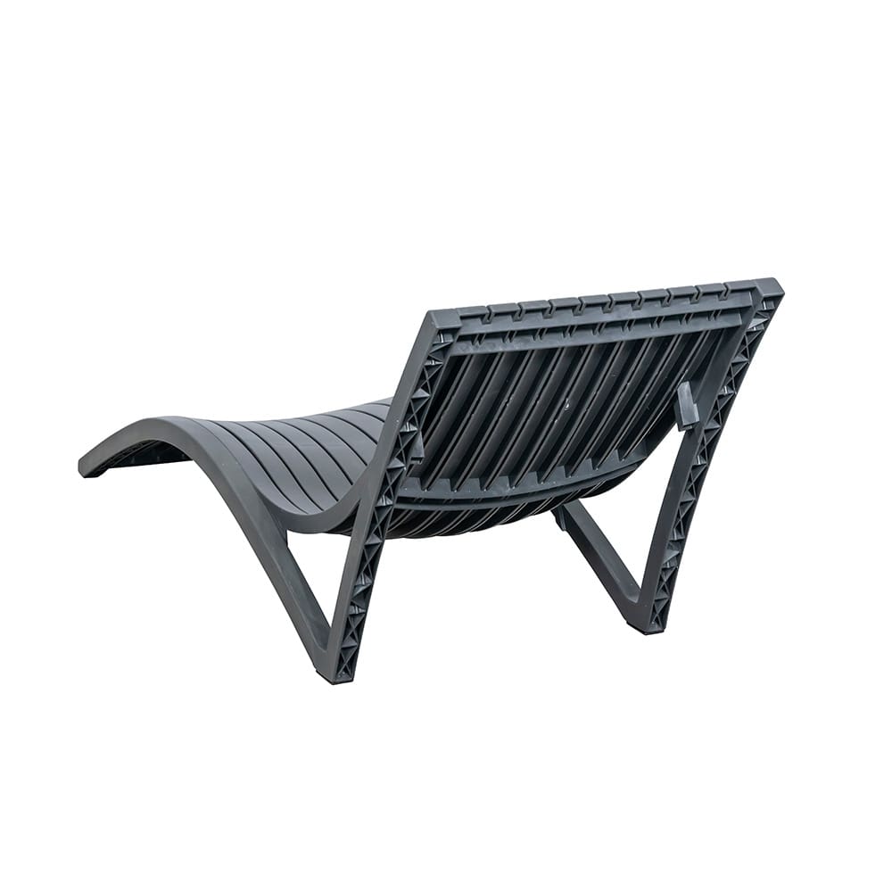 Dark Grey Polypropylene Sun Lounger, Stackable Outdoor Chaise Lounge Chair, UV Stabilized Poolside Recliner for Patio & Commercial Use