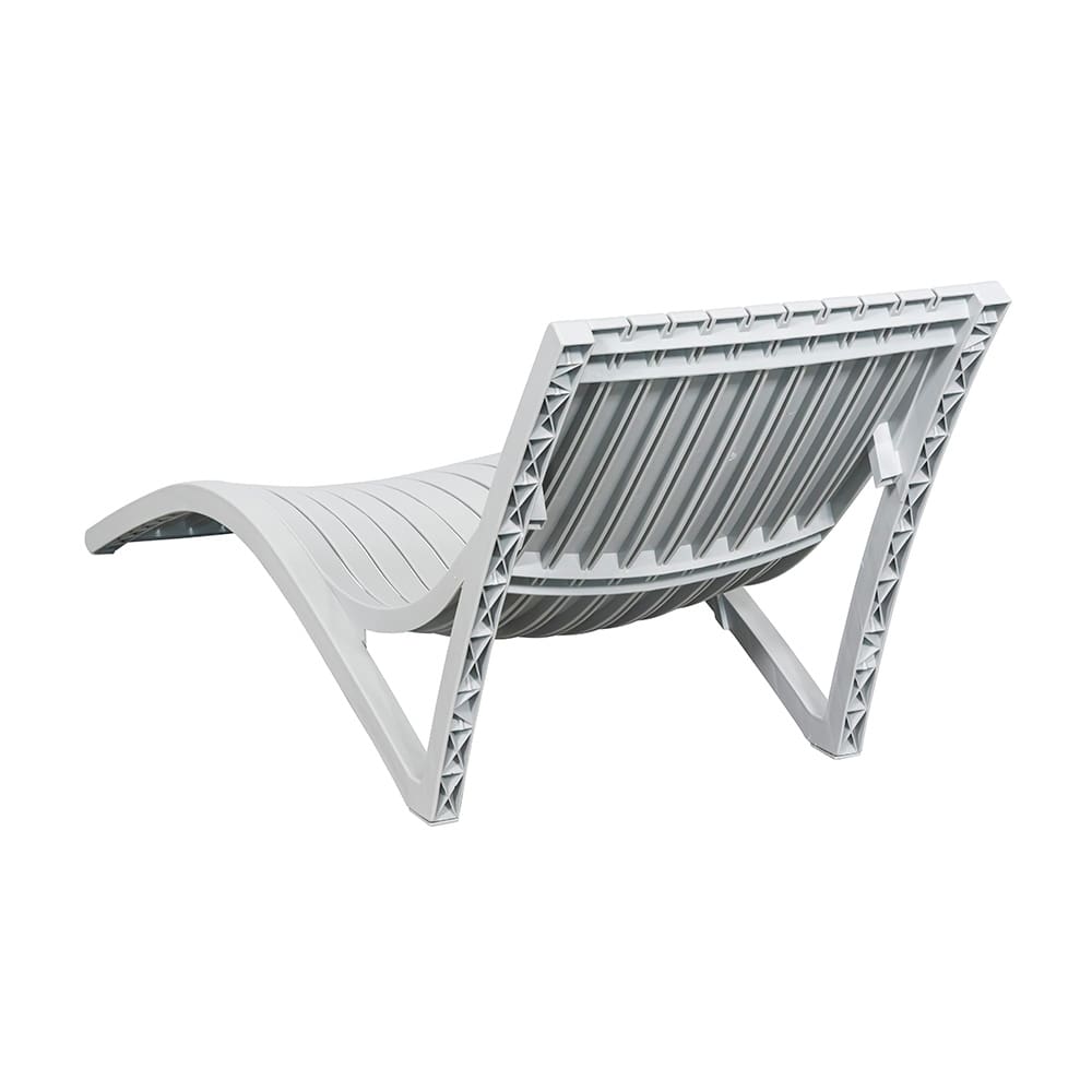 Stackable Polypropylene Pool Sun Lounger, UV Resistant Light Grey Outdoor Chaise Lounge