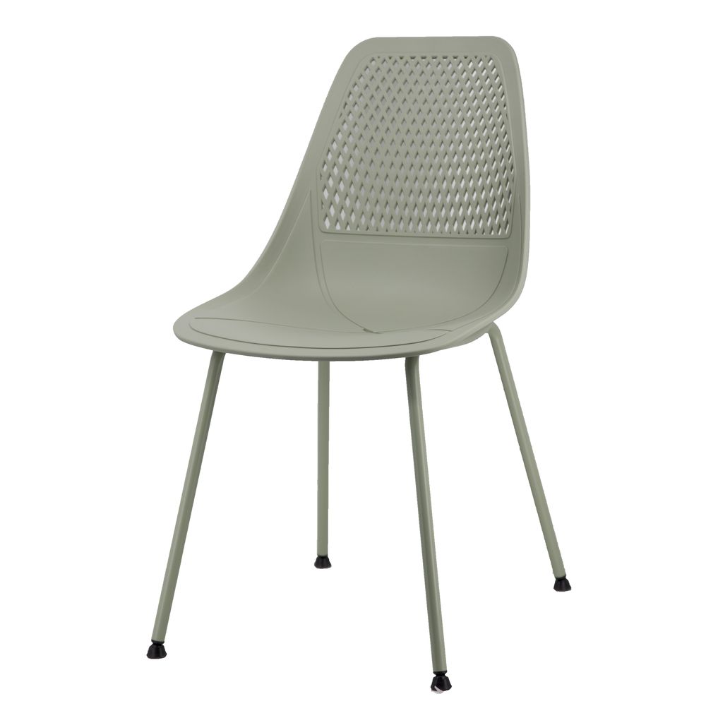 Mint Green Plastic Seat Metal Leg Chair – Armless Modern Dining Chair with Steel Frame