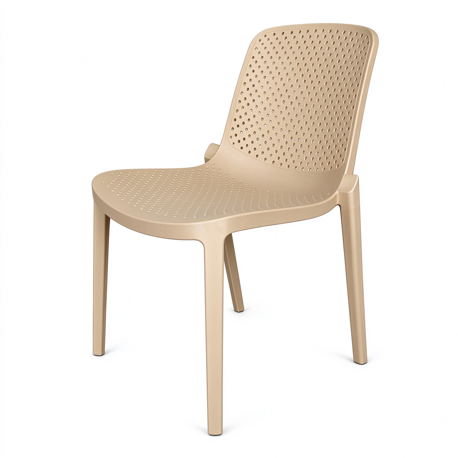 Stackable Perforated PP Monobloc Chair, One-Piece Plastic Dining Chair for Restaurant, Cafe & Outdoor Patio