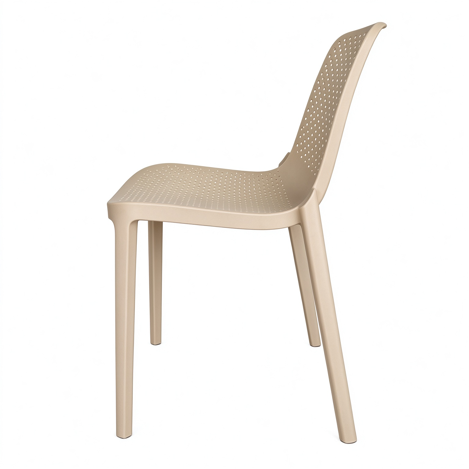 Stackable Perforated PP Monobloc Chair, One-Piece Plastic Dining Chair for Restaurant, Cafe & Outdoor Patio