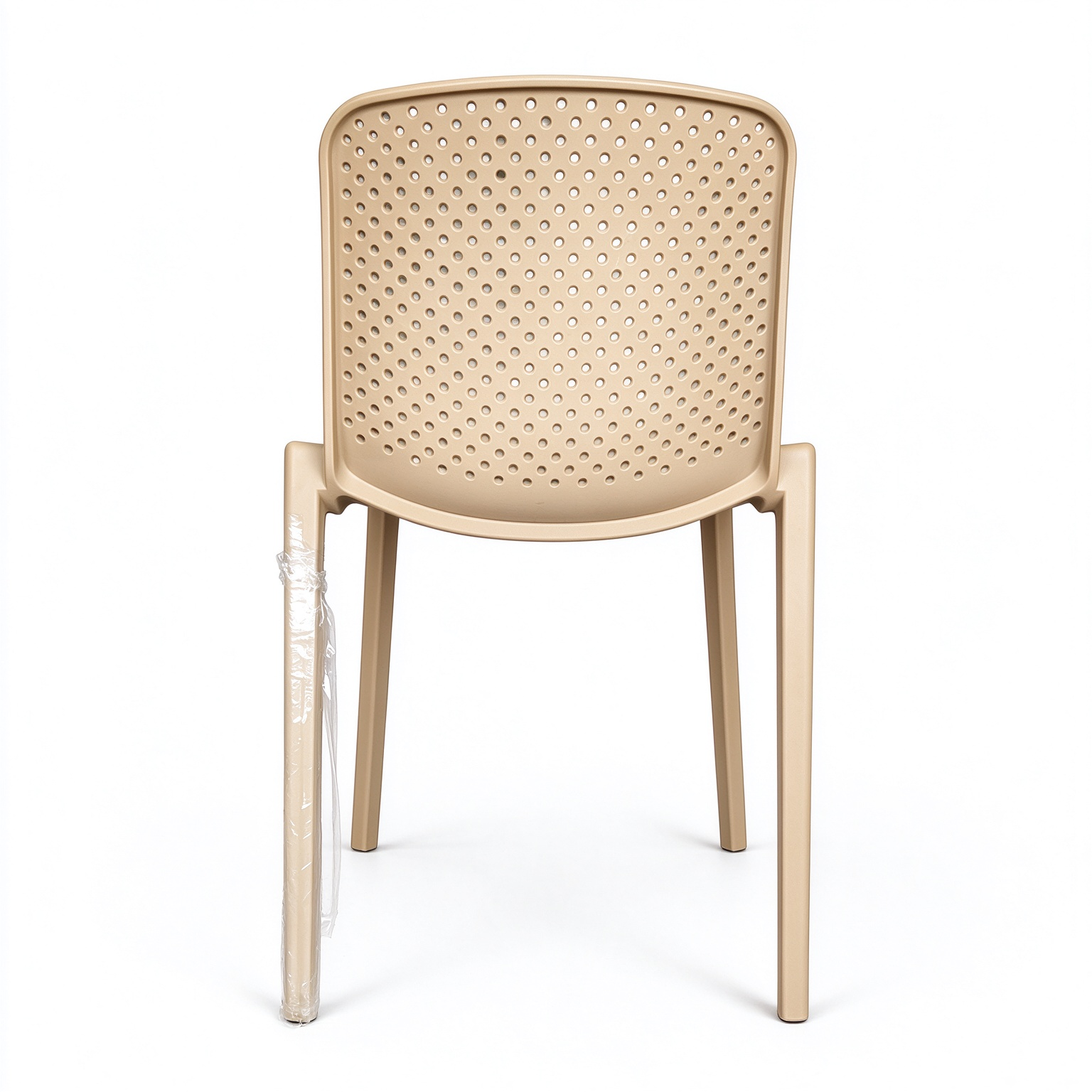 Stackable Perforated PP Monobloc Chair, One-Piece Plastic Dining Chair for Restaurant, Cafe & Outdoor Patio