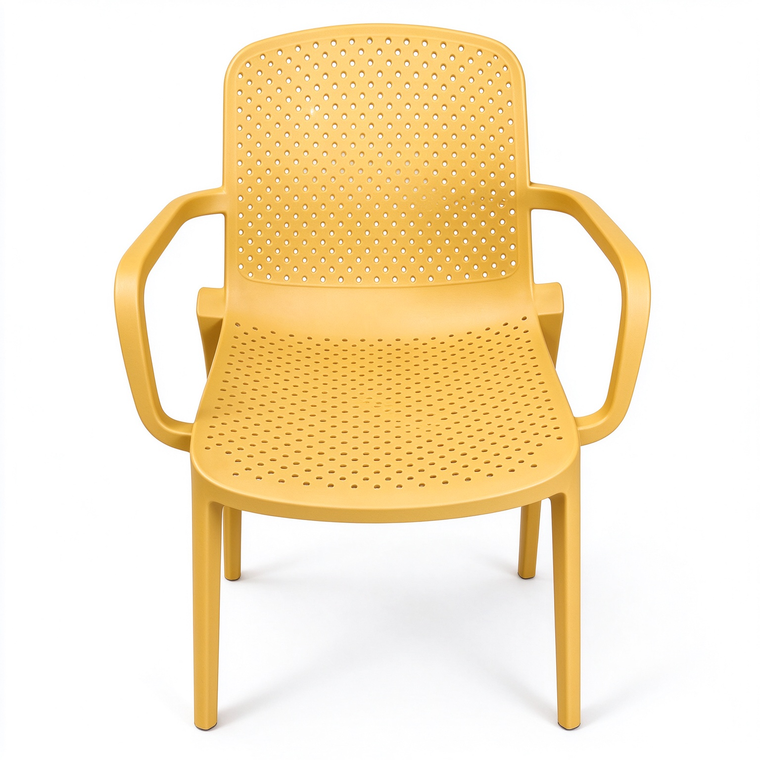 Stackable Perforated PP Monobloc Armchair, One-Piece Plastic Dining Arm Chair for Restaurant, Cafe & Outdoor Patio-PP Chair