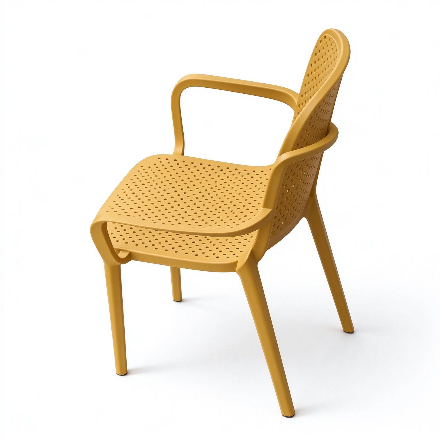 Stackable Perforated PP Monobloc Armchair, One-Piece Plastic Dining Arm Chair for Restaurant, Cafe & Outdoor Patio