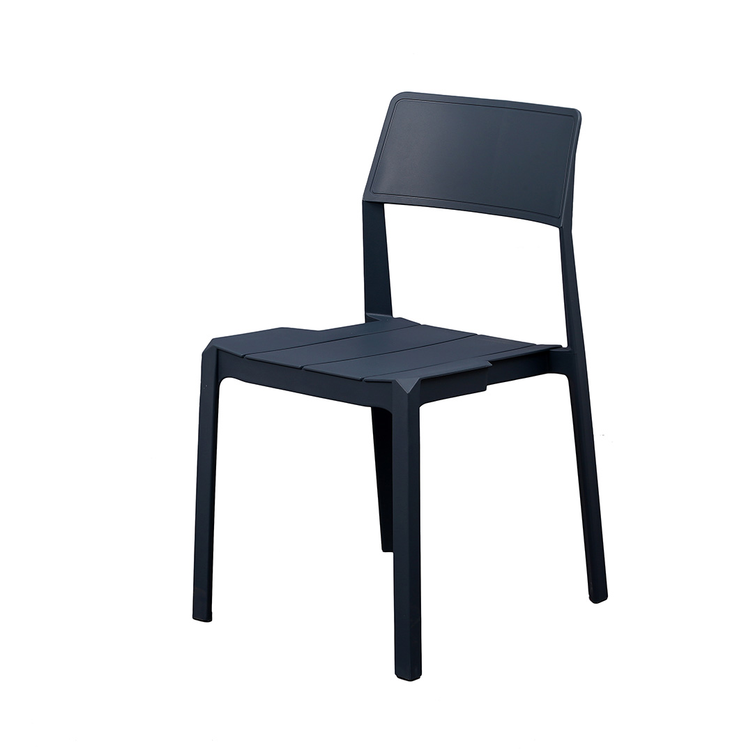 Charcoal Gray Stackable Plastic Chair - Space-Efficient & Durable Seating Solution