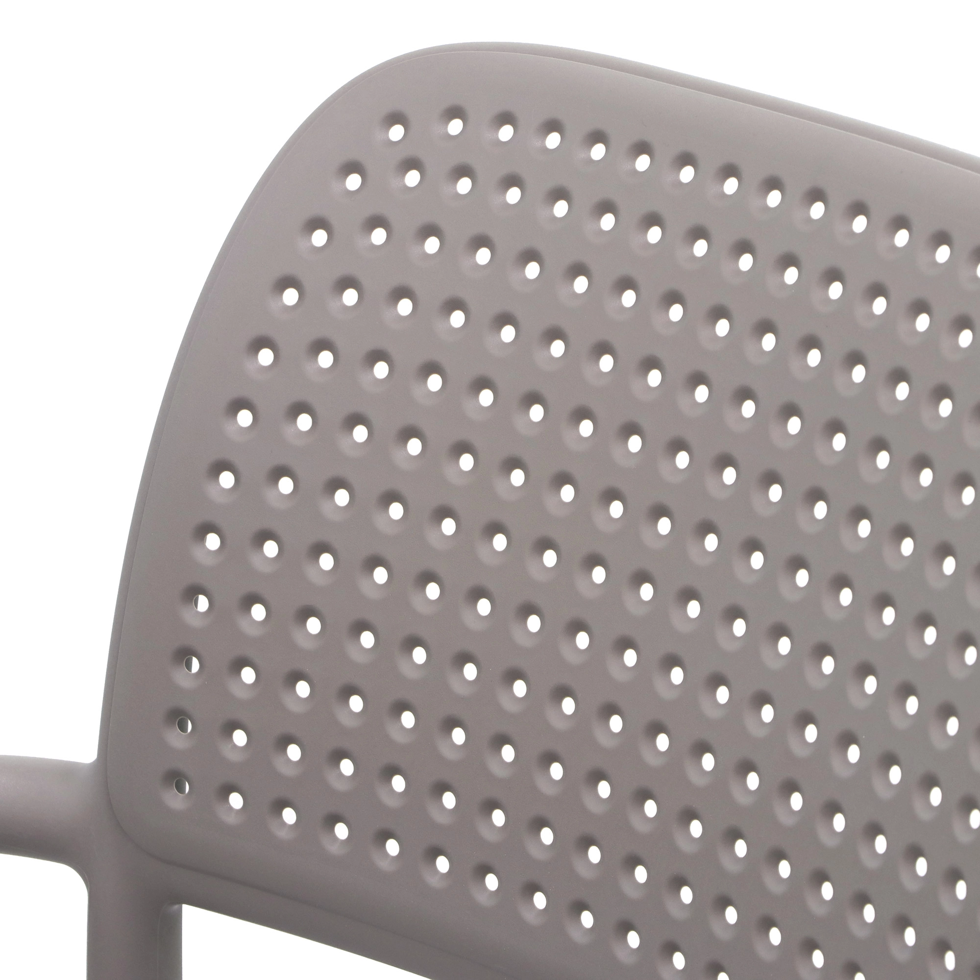 One-Piece Molded Micro-Perforated PP Arm Dining Chair Stackable Breathable Plastic Patio Armchair for Cafe Hotel Outdoor Wholesale