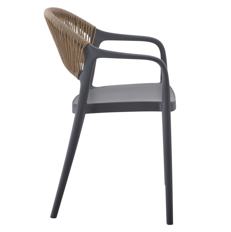 Dark Grey Outdoor Rope Plastic Chair-PP Chair