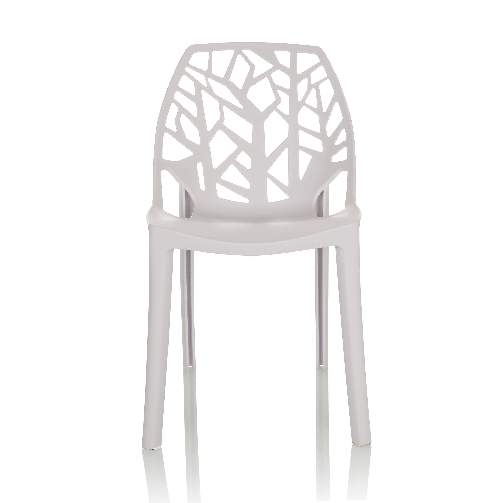 One-Piece Molded Tree Branch Hollow Cutout PP Armless Dining Chair Stackable Breathable Plastic Side Chair for Cafe Restaurant Hotel Wholesale