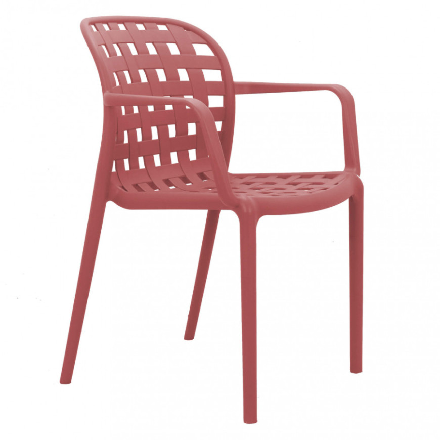Deep Red Polypropylene Armchair-PP Chair