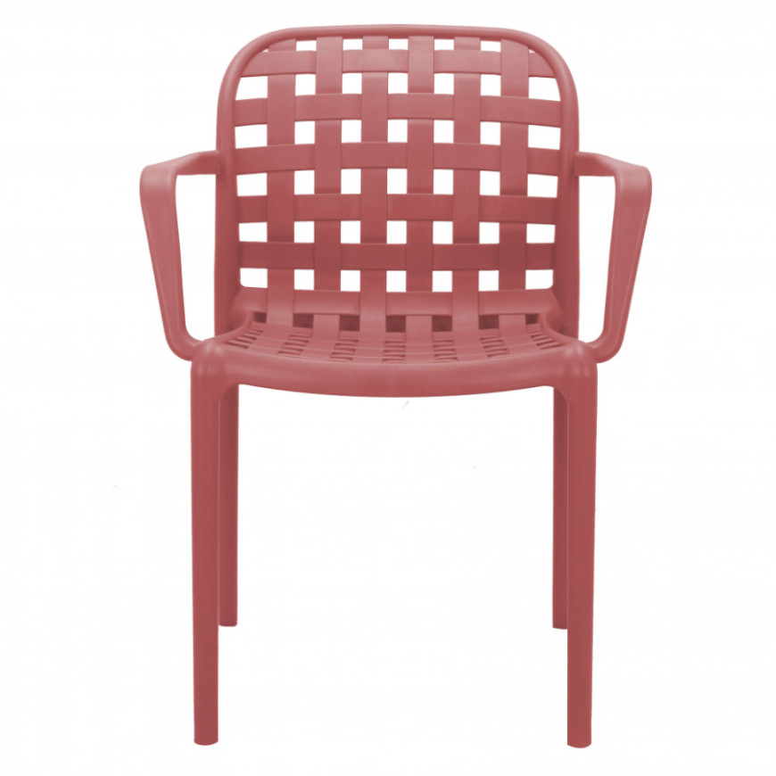 Deep Red Polypropylene Armchair-PP Chair