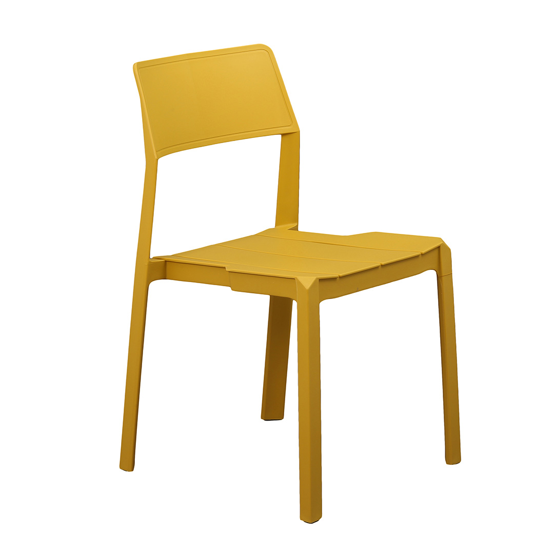 Ginger Yellow Stackable Armless Plastic Chair - Vibrant & Space-Saving Seating