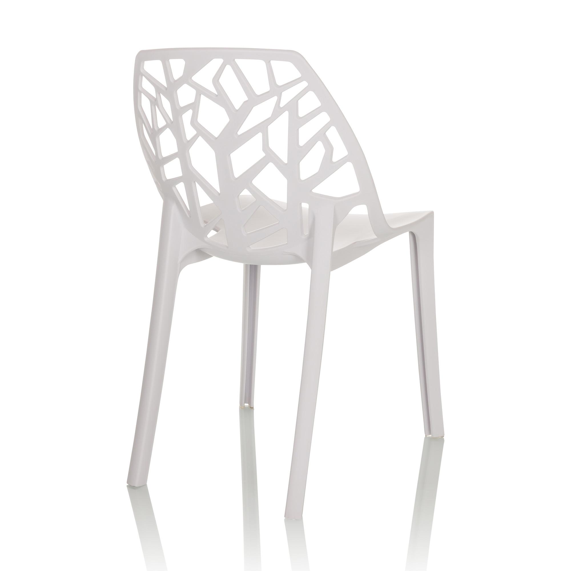 One-Piece Molded Tree Branch Hollow Cutout PP Armless Dining Chair Stackable Breathable Plastic Side Chair for Cafe Restaurant Hotel Wholesale