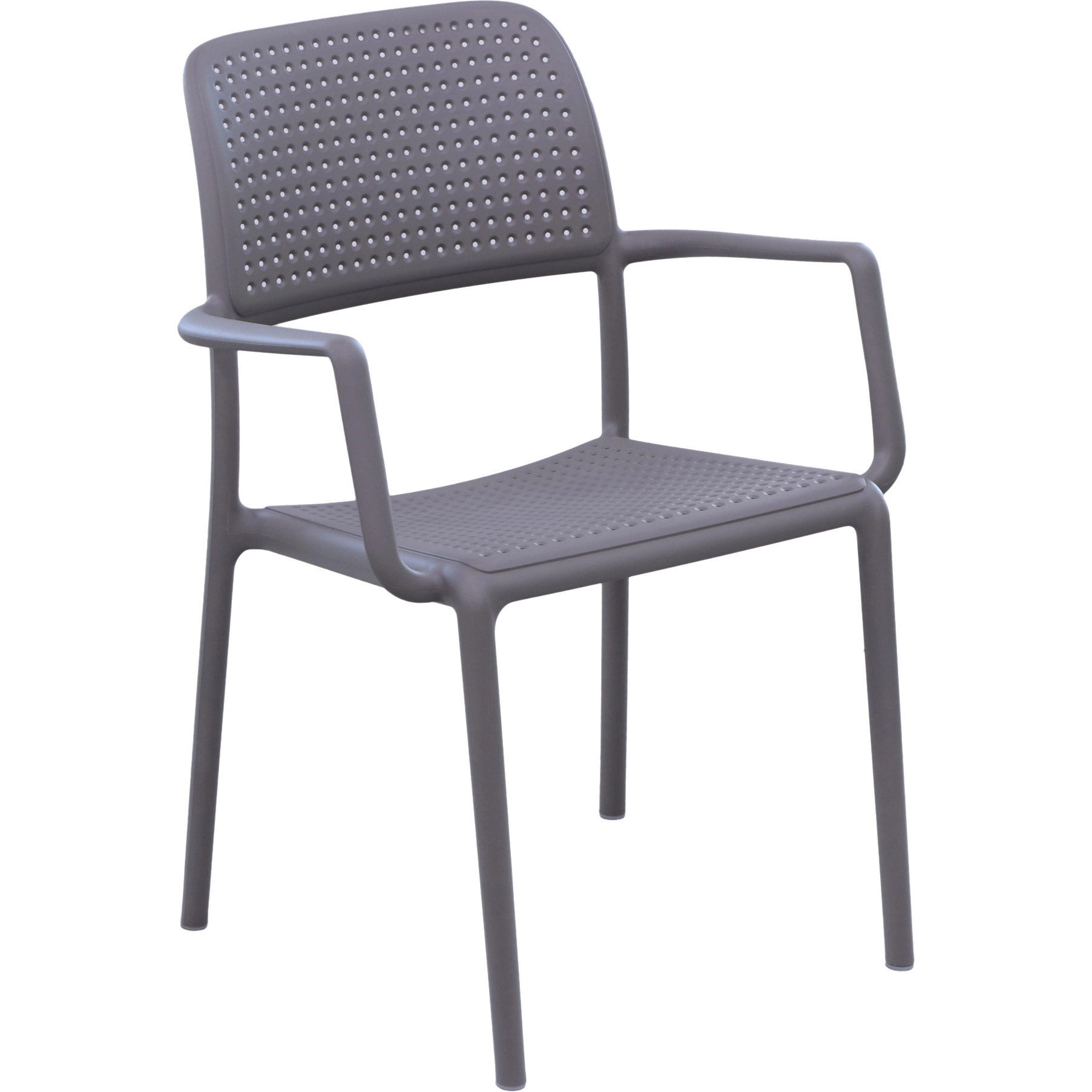 One-Piece Molded Micro-Perforated PP Arm Dining Chair Stackable Breathable Plastic Patio Armchair for Cafe Hotel Outdoor Wholesale