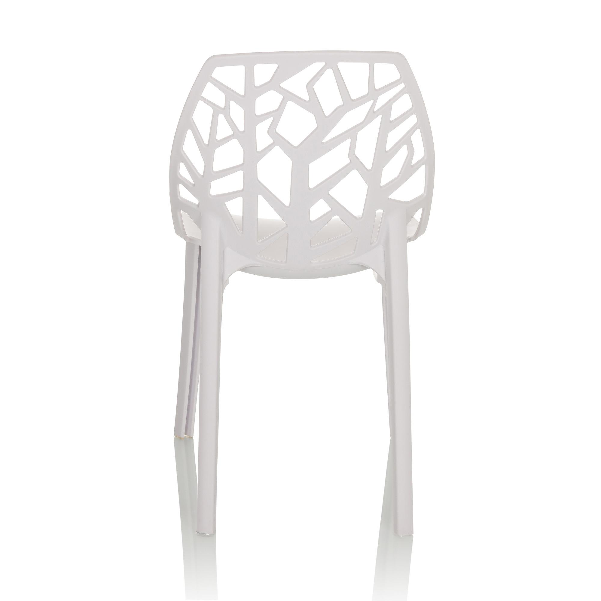 One-Piece Molded Tree Branch Hollow Cutout PP Armless Dining Chair Stackable Breathable Plastic Side Chair for Cafe Restaurant Hotel Wholesale