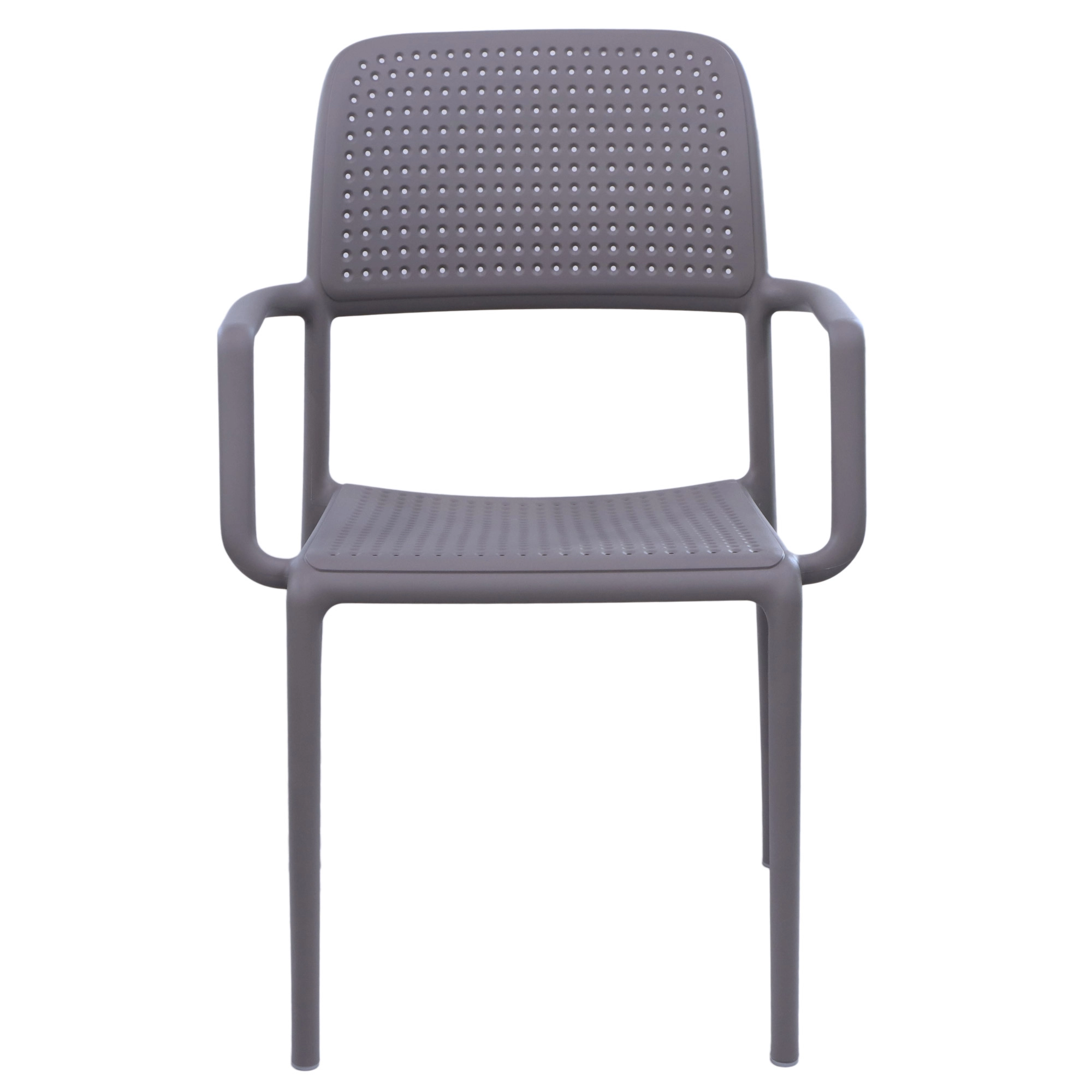 One-Piece Molded Micro-Perforated PP Arm Dining Chair Stackable Breathable Plastic Patio Armchair for Cafe Hotel Outdoor Wholesale