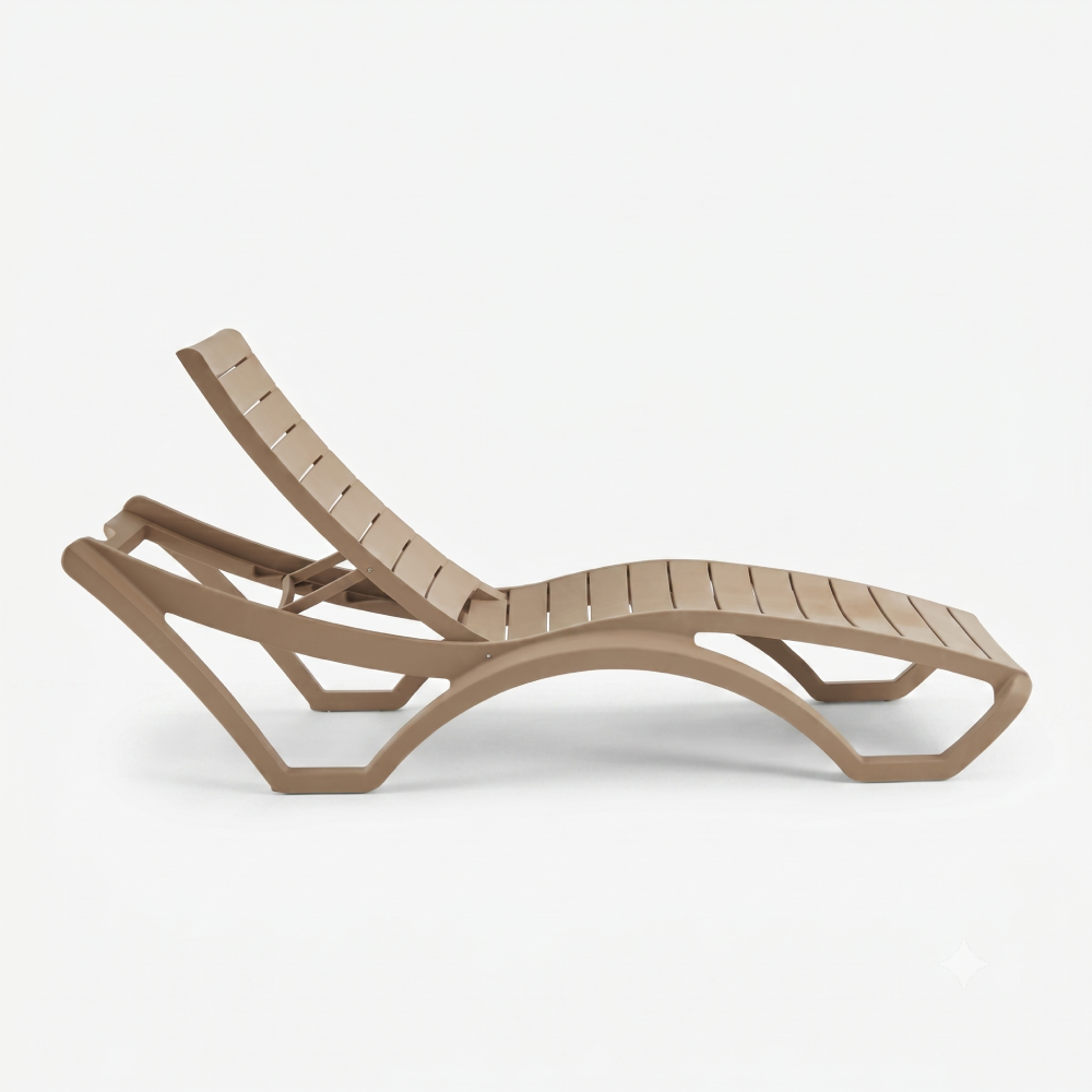 PP Plastic Sun Lounger | Adjustable Polypropylene Chaise Lounge