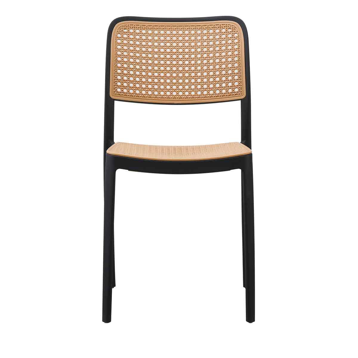 Black-Beige Plastic Rattan Chair-PP Chair