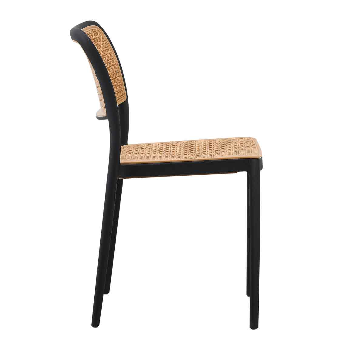 Black-Beige Plastic Rattan Chair-PP Chair