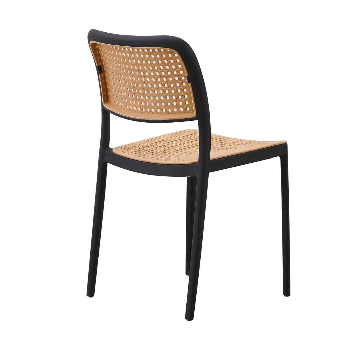 Black-Beige Plastic Rattan Chair-PP Chair