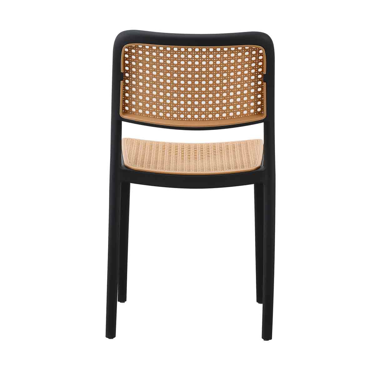 Black-Beige Plastic Rattan Chair-PP Chair