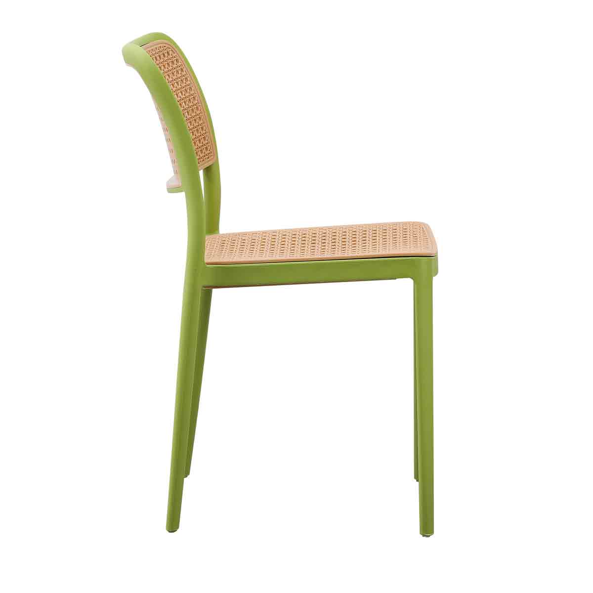 Green-Beige Plastic Rattan Chair-PP Chair