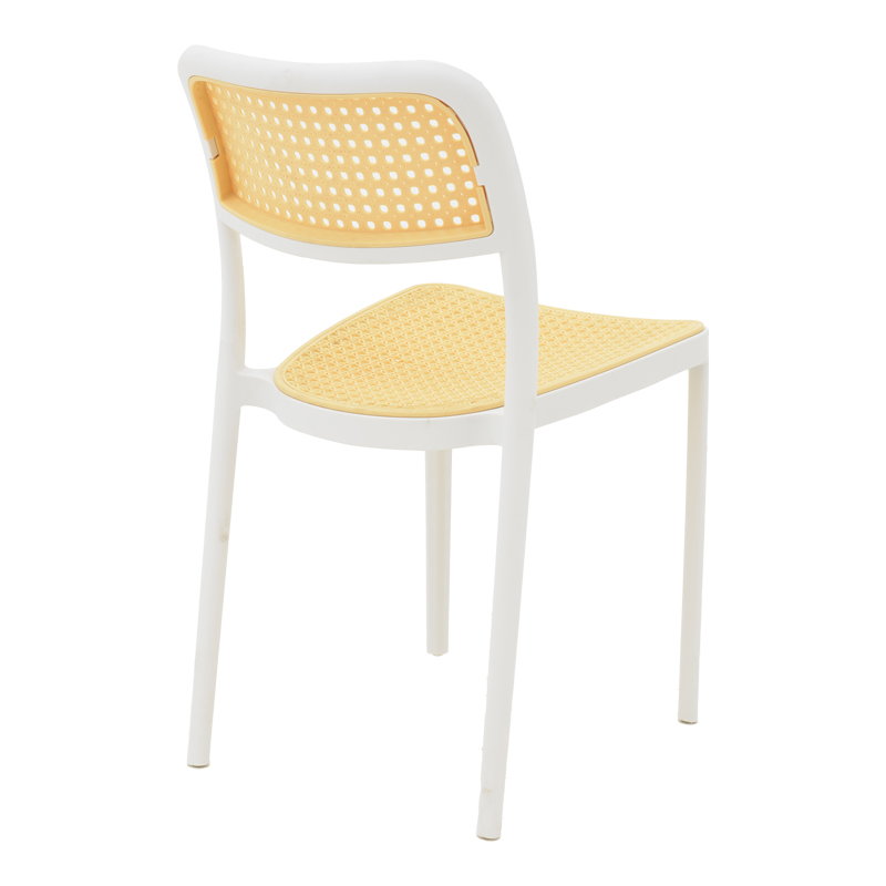 White-Beige Plastic Rattan Chair-PP Chair