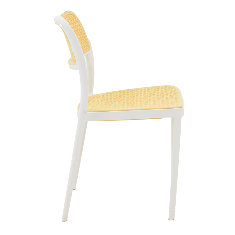 White-Beige Plastic Rattan Chair-PP Chair