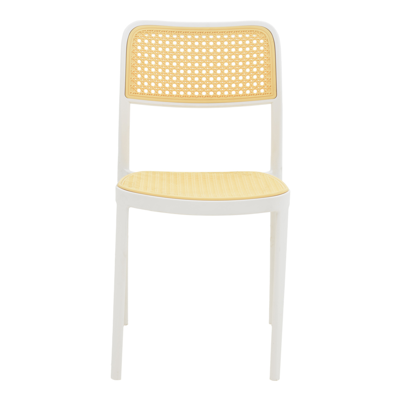 White-Beige Plastic Rattan Chair-PP Chair