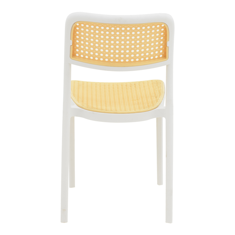 White-Beige Plastic Rattan Chair-PP Chair