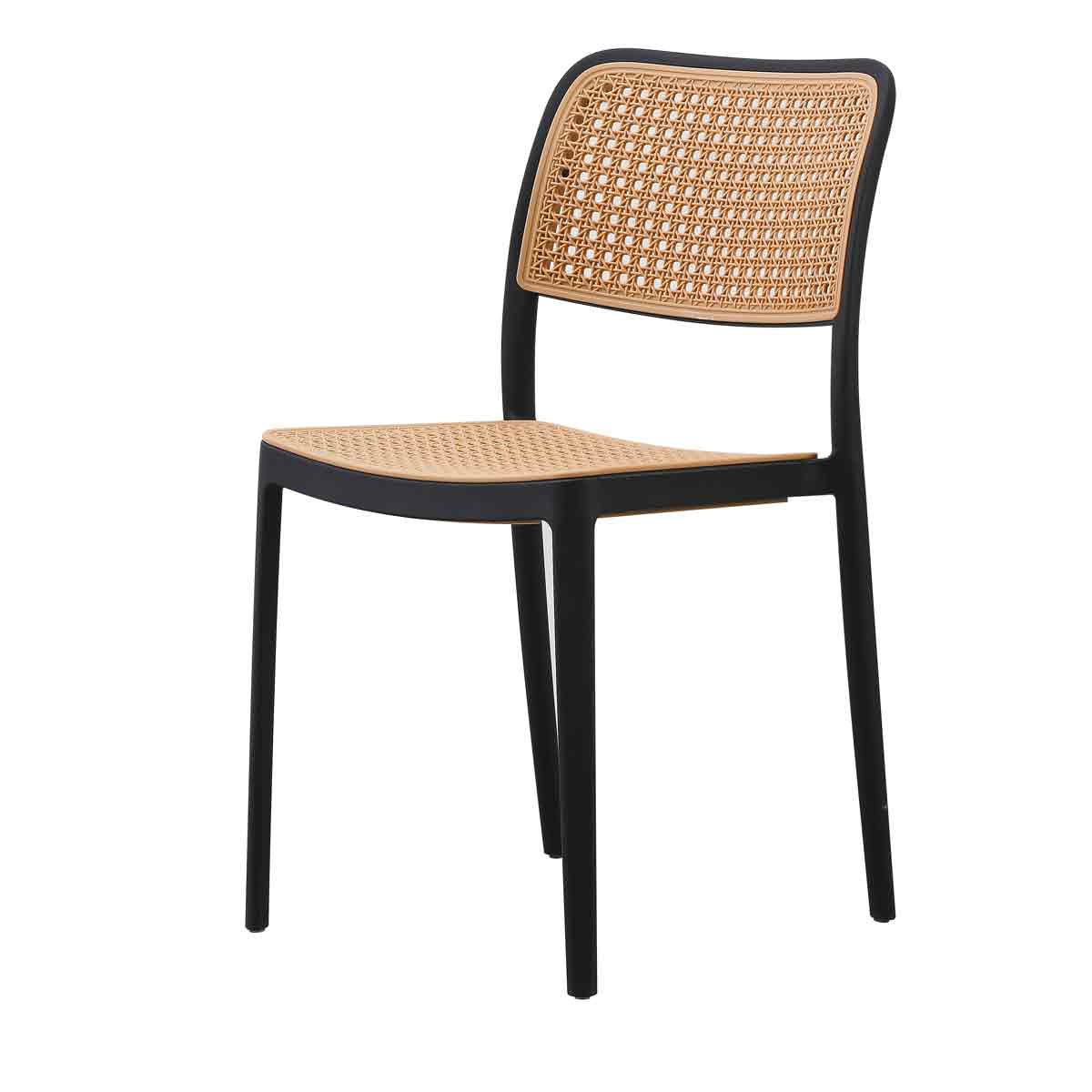 Black-Beige Plastic Rattan Chair-PP Chair