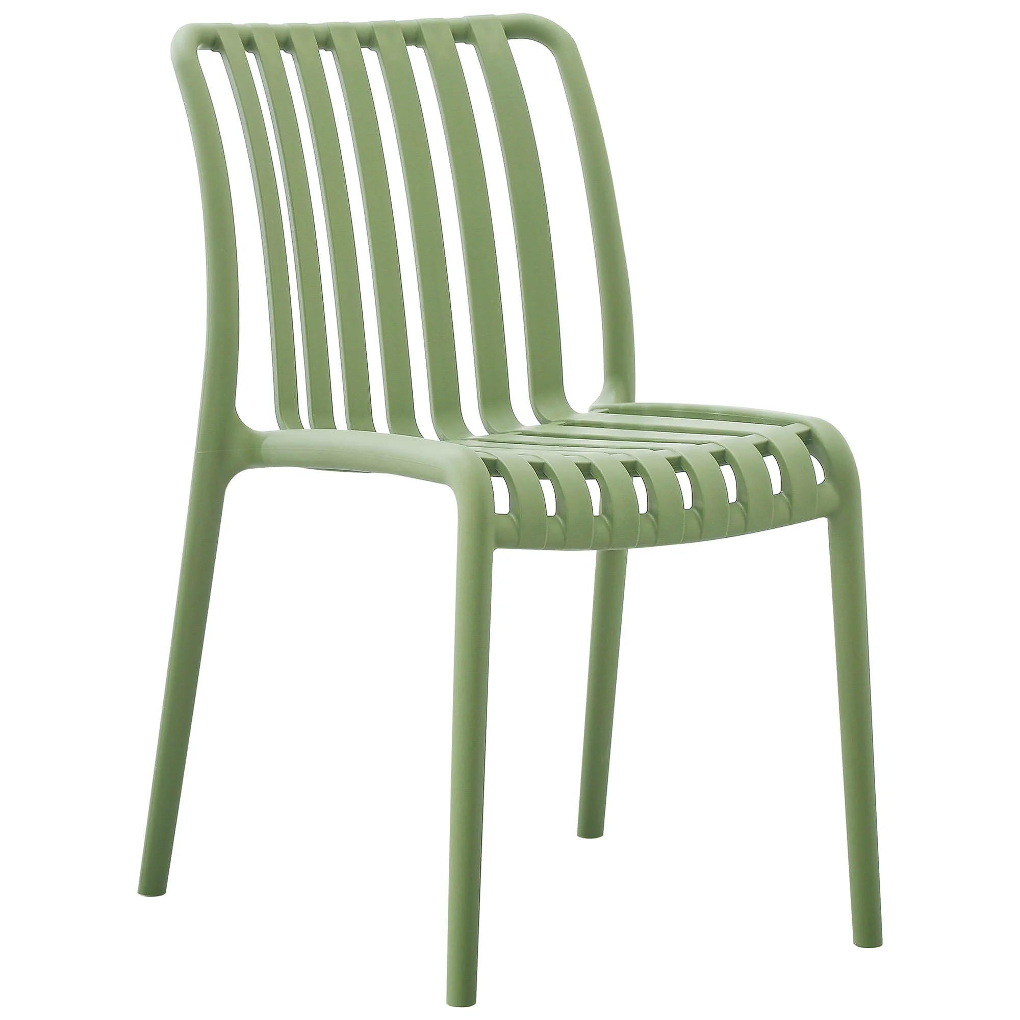 Modern PP Plastic Dining Chair with Slatted Back – Commercial & Outdoor Seating