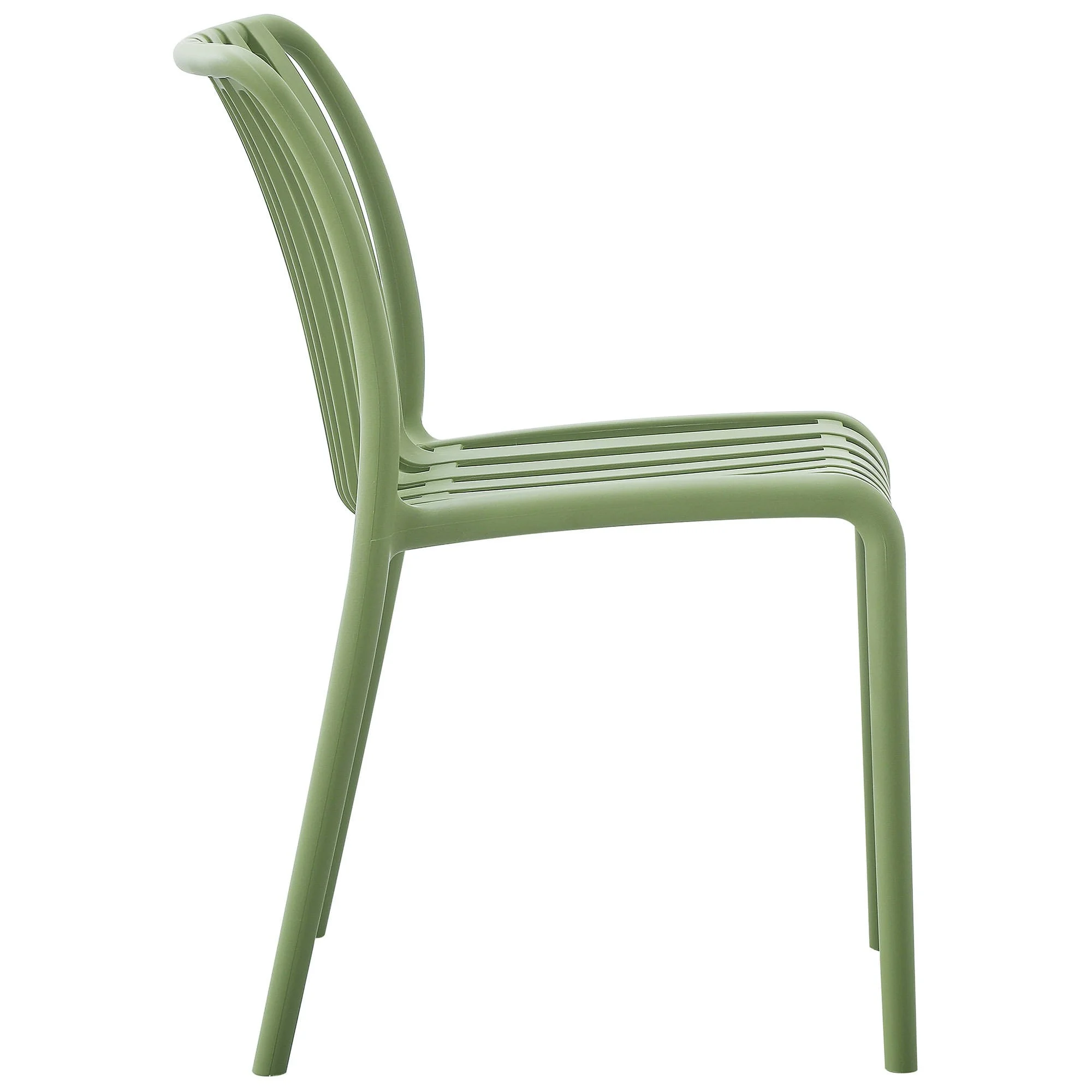 Modern PP Plastic Dining Chair with Slatted Back – Commercial & Outdoor Seating