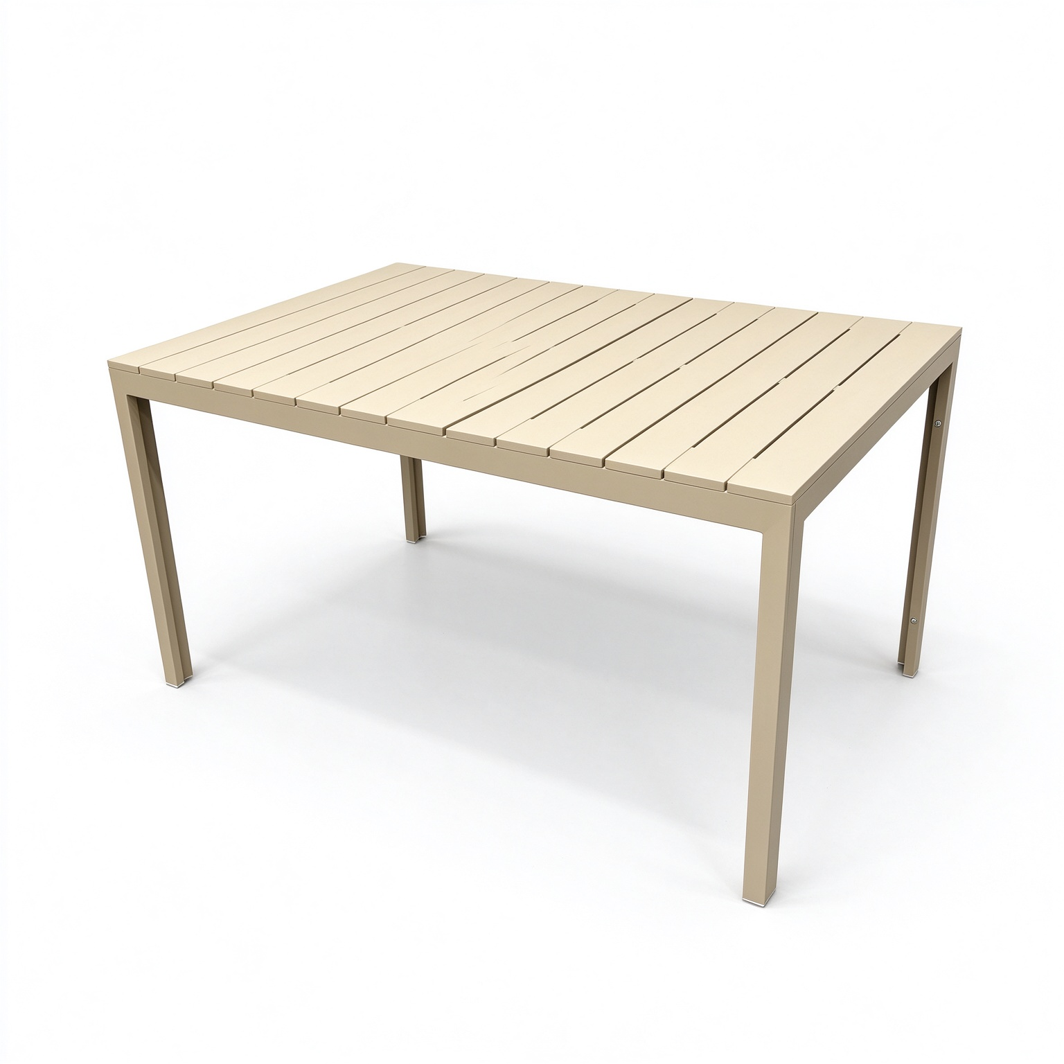 Rectangular Outdoor Patio Table with PP Slat Tabletop & Aluminum Legs