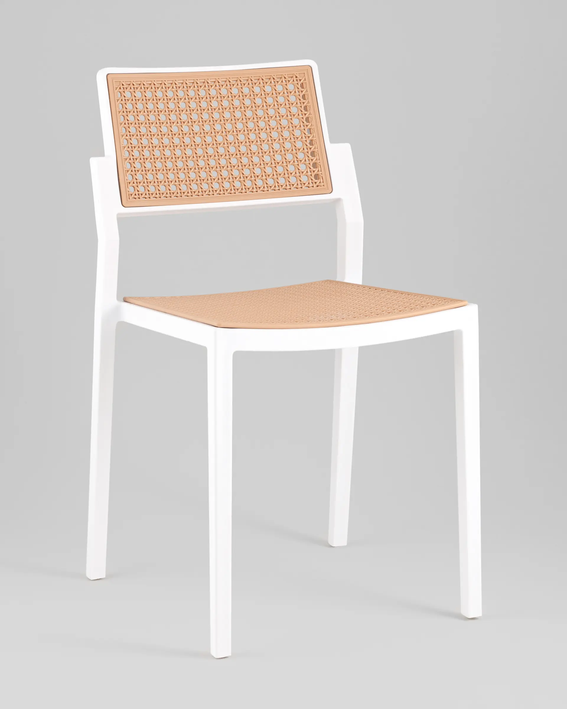 Rattan Effect Plastic Chair With White Frame