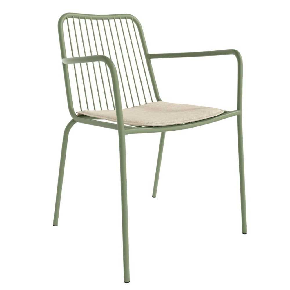 Green Metal Armchair With Cushion-PP Chair