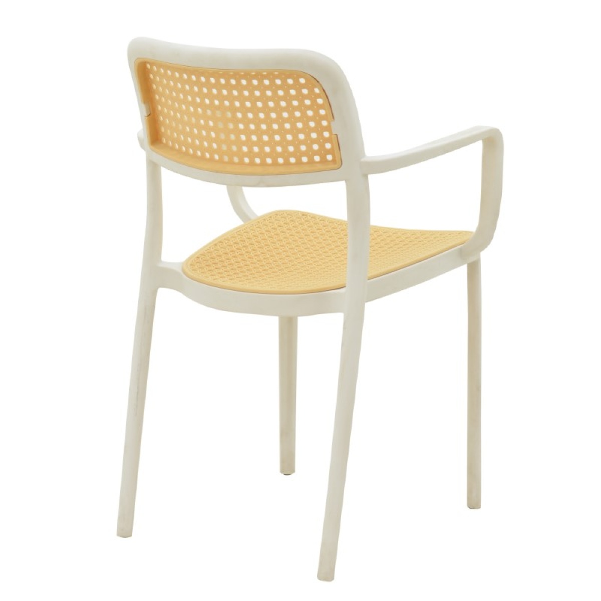 White-Beige Plastic Chair With Armrests-PP Chair