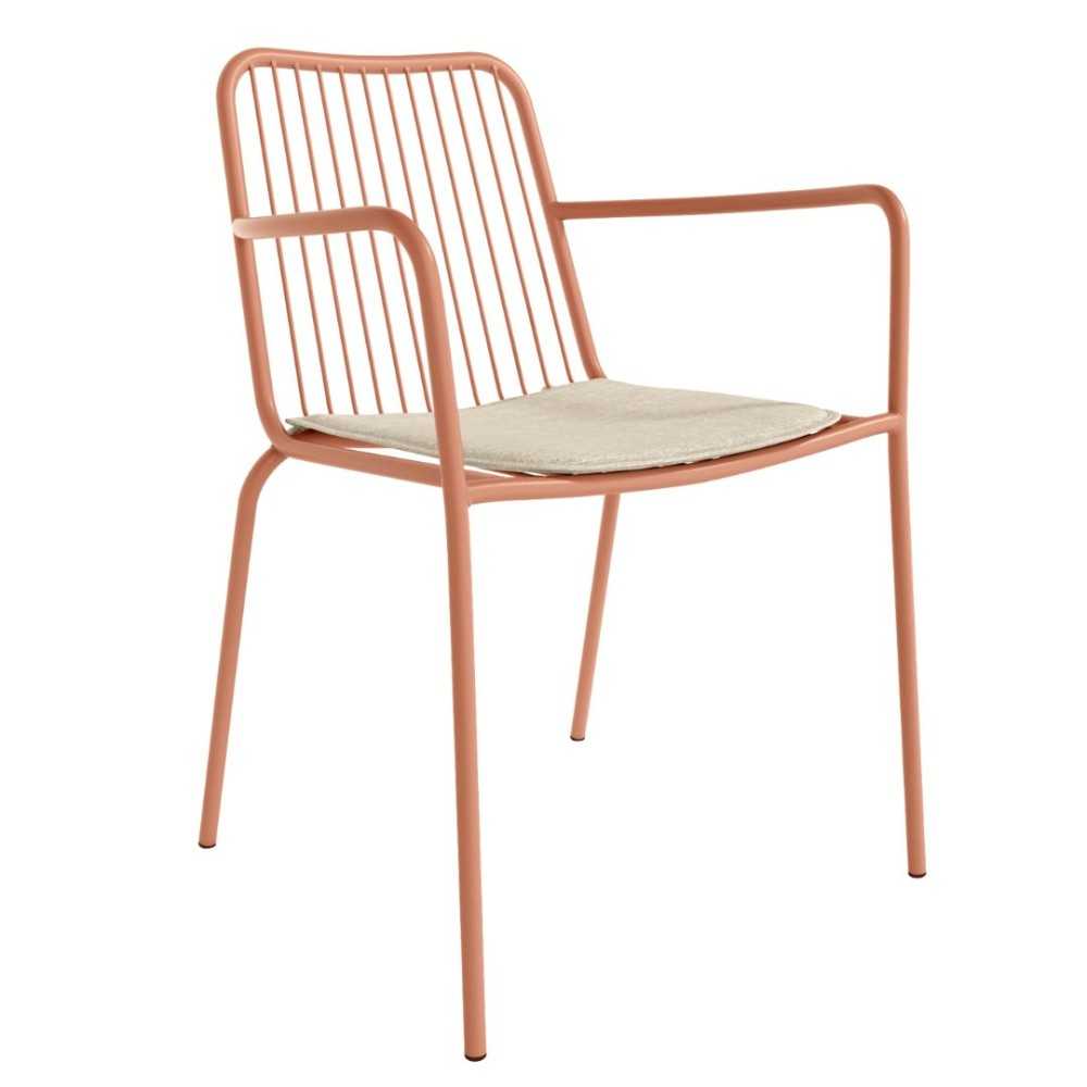 Orange Metal Armchair With Cushion-PP Chair
