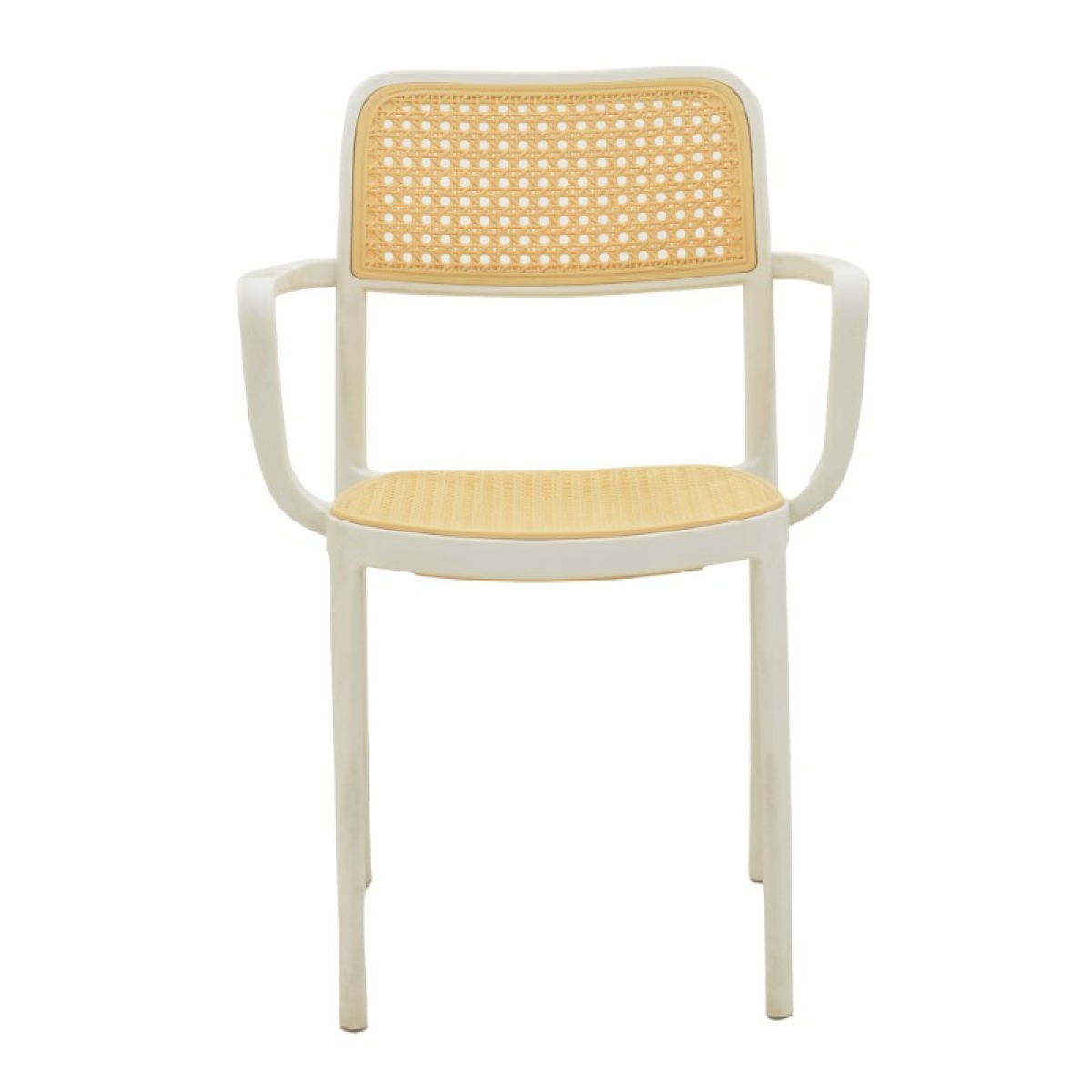 White-Beige Plastic Chair With Armrests-PP Chair